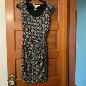 Max Studio Black and White Floral Midi Dress